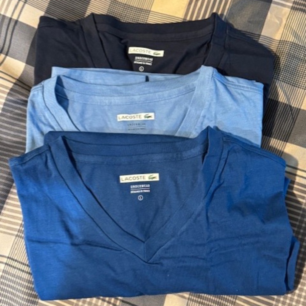 LACOSTE T-shirt 3 pack NWOT Blue undershirts Large - Picture 12 of 15